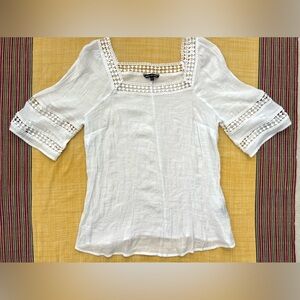 Unique Spectrum White Crochet, Boho Indi, Hippy Accent Blouse